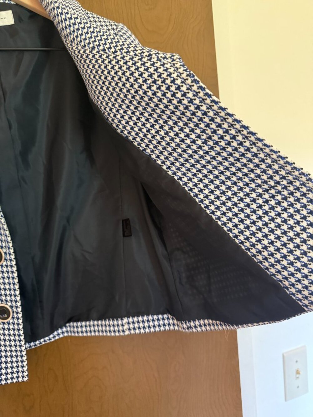 Tahari ASL Houndstooth Cropped Blazer Mod Retro 90s Preppy Old Money Academia - Picture 6 of 10